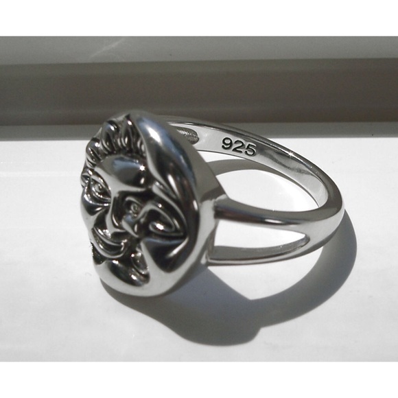 925 STERLING SILVER Sun & Moon High Polished Ring - Picture 13 of 16
